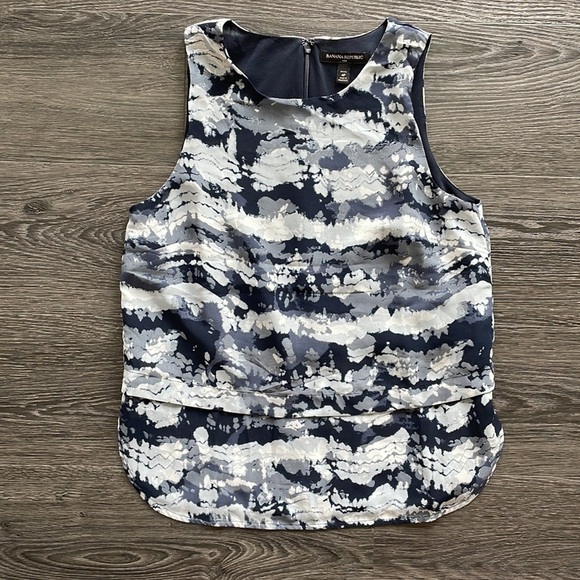 Sz4P Banana Republic 2 layer zipper back blue/grey tank top EUC - Picture 5 of 10